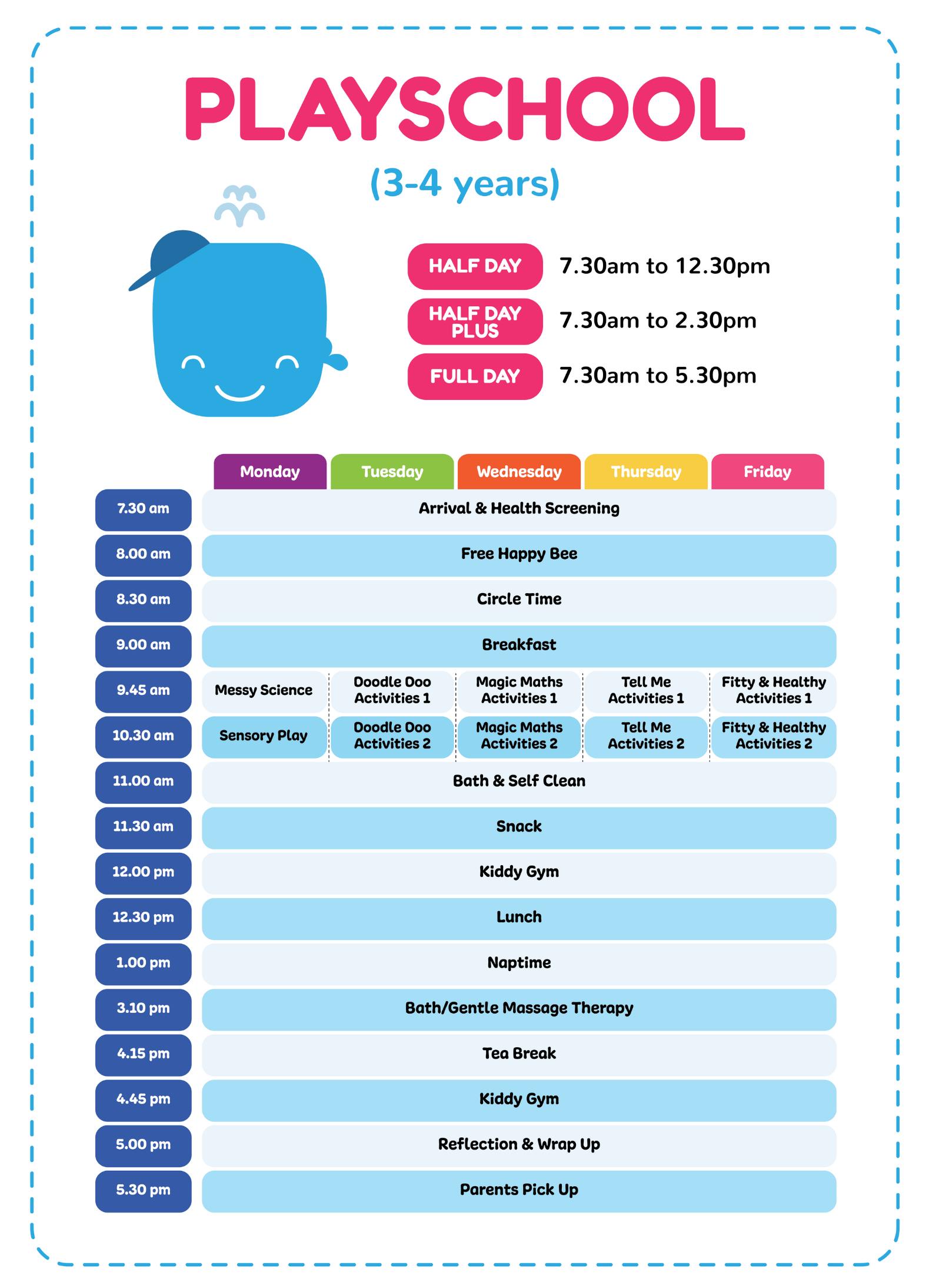 Daily Schedule Routine Activities - Playschool | Love & Laugh